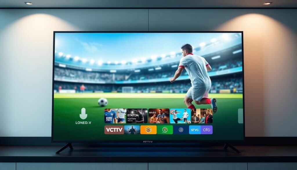 A sleek and modern IPTV streaming service interface, showcasing a crisp high-definition sports broadcast with vibrant colors and sharp details. The screen displays a football match in the foreground, with a clean and intuitive menu system in the middle ground, allowing users to seamlessly navigate various live and on-demand sports content. The background features a minimalist yet sophisticated design, with subtle gradients and geometric patterns creating a sense of technological sophistication. Lighting is soft and balanced, with a cool, neutral tone that enhances the digital aesthetic. The overall composition conveys a seamless, user-friendly, and high-quality IPTV experience tailored for sports enthusiasts. A sleek and modern IPTV streaming service interface, showcasing a crisp high-definition sports broadcast with vibrant colors and sharp details. The screen displays a football match in the foreground, with a clean and intuitive menu system in the middle ground, allowing users to seamlessly navigate various live and on-demand sports content. The background features a minimalist yet sophisticated design, with subtle gradients and geometric patterns creating a sense of technological sophistication. Lighting is soft and balanced, with a cool, neutral tone that enhances the digital aesthetic. The overall composition conveys a seamless, user-friendly, and high-quality IPTV experience tailored for sports enthusiasts.